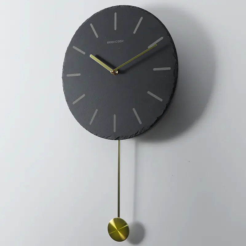 Nordic Creative Home Wall Clock with Brass Accents