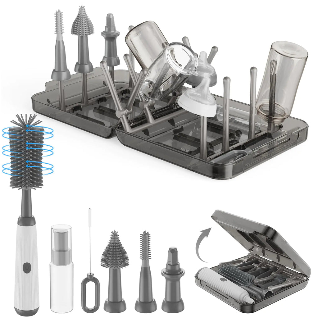 Electric Bottle Brush Cleaner with Drying Rack
