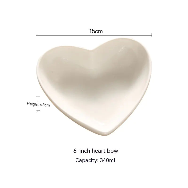 Creative Pure White Heart-Shaped Ceramic Plate Bowl