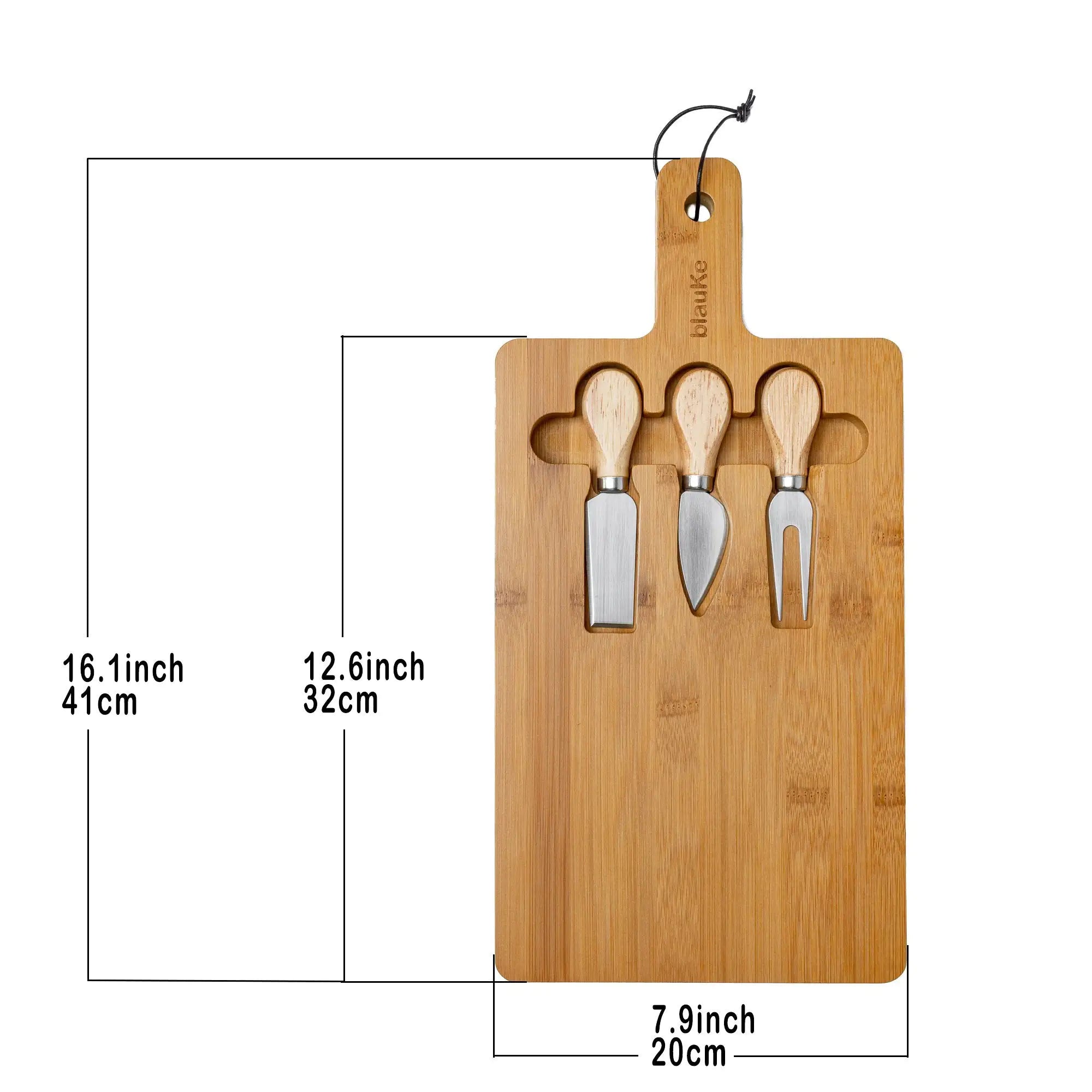 Bamboo Cheese Board and Knife Set - 12x8 inch Charcuterie Board