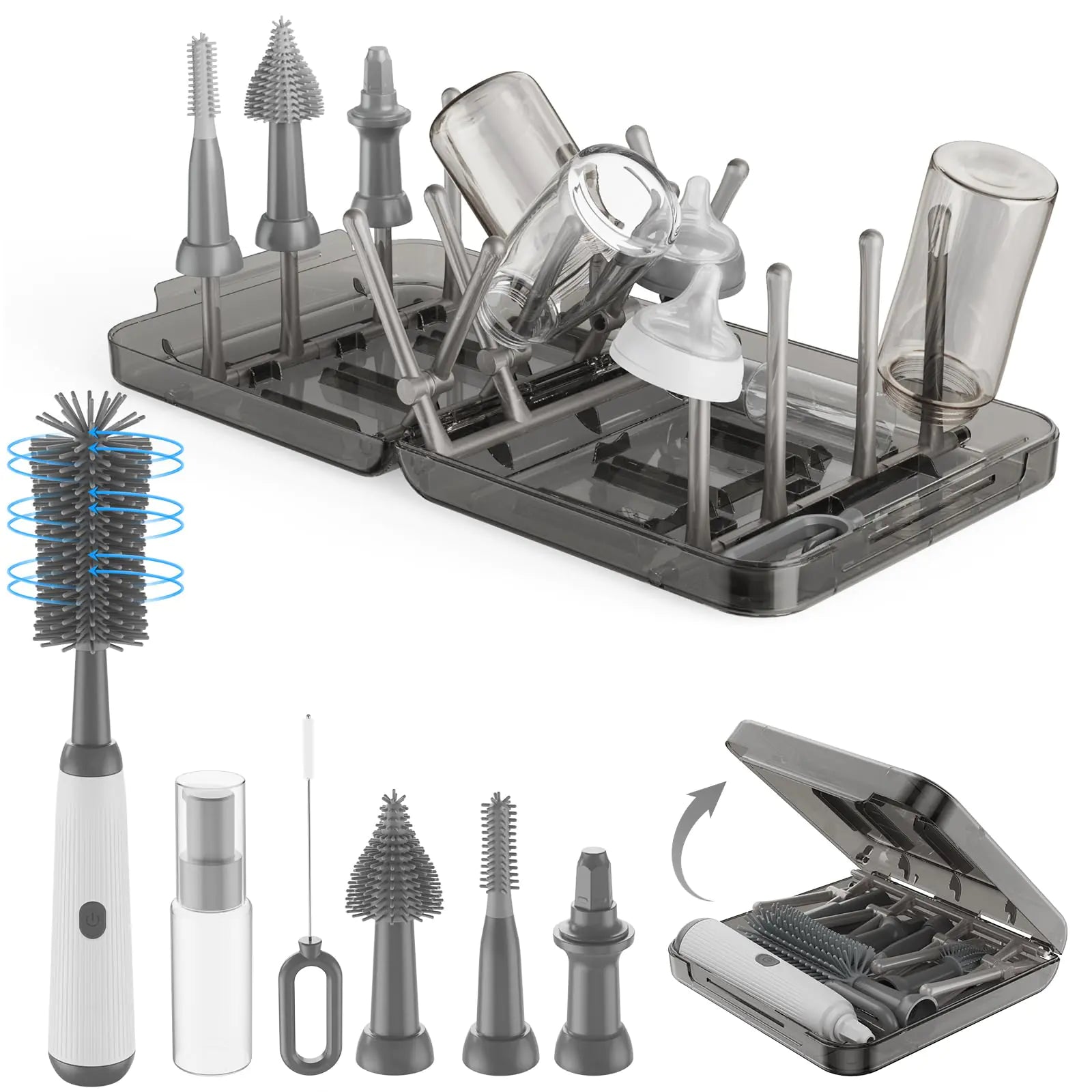 Electric Bottle Brush Cleaner with Drying Rack